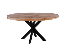 LIZARD Τραπέζι Τραπεζαρίας, Μέταλλο Βαφή Μαύρο, Ξύλο Mango Απόχρωση Φυσικό