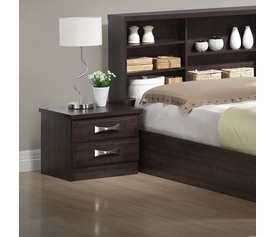 LIFE Κομοδίνο με 2 Συρτάρια, Απόχρωση Zebrano