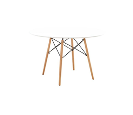 ART Wood Τραπέζι Τραπεζαρίας Κουζίνας, Πόδια Οξιά Φυσικό, Επιφάνεια MDF Άσπρο