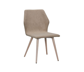 LETO Καρέκλα Τραπεζαρίας Κουζίνας, Μέταλλο Βαφή Φυσικό, Ύφασμα Ανοιχτό Καφέ