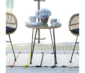 SALSA Τραπέζι Μέταλλο Βαφή Μαύρο, Wicker Φυσικό