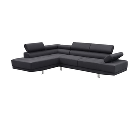 SECTOR Καναπές Σαλονιού Δεξιά Γωνία, Ανακλινόμενα Κεφαλάρια, Ύφασμα Μαύρο