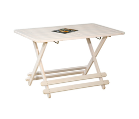 Λευκό Πτυσσόμενο Τραπέζι Οξιάς 120x75xH75cm