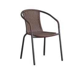 BALENO Πολυθρόνα Βεράντας - Κήπου, Μέταλλο Βαφή Καφέ, Wicker Brown, Στοιβαζόμενη