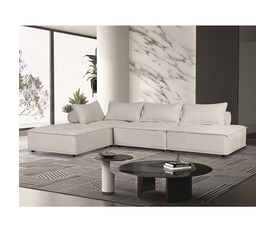 LARRY Καναπές Γωνία Αναστρέψιμη Σαλονιού - Καθιστικού, Ύφασμα Εκρού