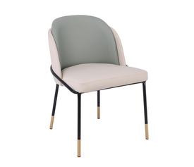 SELECT Καρέκλα Τραπεζαρίας- Κουζίνας, Μέταλλο Βαφή Μαύρο, Pu Μπεζ-Sage Green