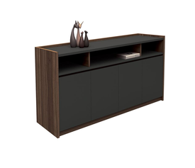 ADVANCE Ντουλάπι Γραφείου, 3 Ράφια, 2 Ντουλάπια Δίφυλλα με 4 Ράφια, Σκ.Καρυδί-Sky Grey