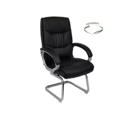 BF6400V Πολυθρόνα Επισκέπτη Μέταλλο Χρώμιο, PU Μαύρο