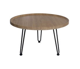 MATRIX Τραπεζάκι Σαλονιού Καθιστικού, Μέταλλο Βαφή Μαύρο, Ξύλο Φυσικό