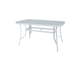 RIO Τραπέζι Κήπου - Βεράντας, Μέταλλο Βαφή Άσπρο, Γυαλί