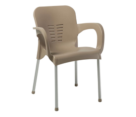 LARA-II Πολυθρόνα Dining Στοιβαζόμενη, ALU Silver, PP Tortora