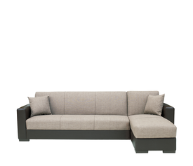 Καναπές Κρεβάτι Γωνιακός JOSE Μπεζ/Καφέ PU 270x150x86cm