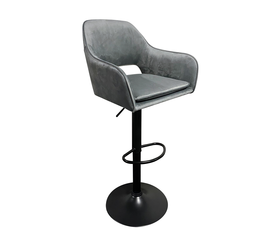 Σκαμπό Bar SHAND Με Πλάτη Γκρι Βελούδο/Μέταλλο 53x53x92-114cm