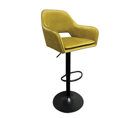 Σκαμπό Bar SHAND Με Πλάτη Μουσταρδί Βελούδο/Μέταλλο 53x53x92-114cm