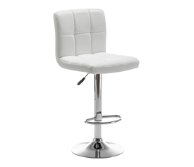 Σκαμπό Bar DIN Με Πλάτη Πτυσσόμενο Λευκό PVC/Μέταλλο 44x50x92-113cm