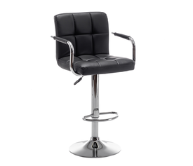 Σκαμπό Bar RANCOR Με Πλάτη Μαύρο PVC/Μέταλλο 51x50x83-105cm