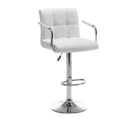 Σκαμπό Bar DOKK Με Πλάτη Πτυσσόμενο Λευκό PU/Μέταλλο 52x56x94-115cm