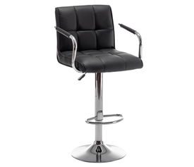 Σκαμπό Bar DOKK Με Πλάτη Πτυσσόμενο Μαύρο PU/Μέταλλο 52x56x94-115cm