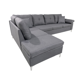 Καναπές Γωνιακός GLINDA Αριστερή Γωνία Γκρι Ύφασμα 282x197x90cm