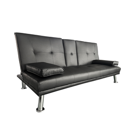 Καναπές Κρεβάτι Τριθέσιος ALFRED Μαύρο PU 164x76.5x79cm