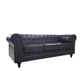 Καναπές Τριθέσιος AVERY Σκούρο Καφέ PU 208x90x73cm