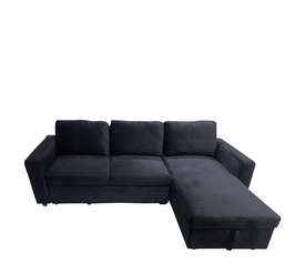Καναπές Κρεβάτι Γωνιακός MATINEE Αναστρέψιμος Μαύρο Ύφασμα 220x155x81cm