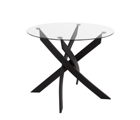 Τραπέζι KATLA Μαύρο/Διάφανο/Χρώμιο Γυαλί/Μέταλλο 90x90x74cm