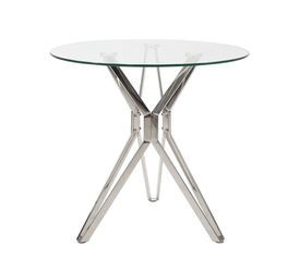 Τραπέζι BIHOR Διάφανο/Χρώμιο Γυαλί/Μέταλλο Ø80x75cm