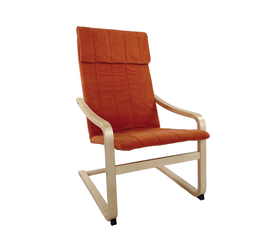 Πολυθρόνα NORDVIK Πορτοκαλί/Φυσικό Ύφασμα/Ξύλο 60x71x105cm