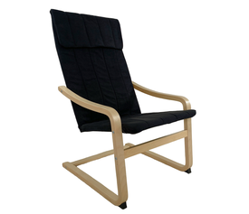 Πολυθρόνα NORDVIK Μαύρο/Φυσικό Ύφασμα/Ξύλο 60x71x105cm