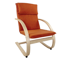 Πολυθρόνα VESNA Πορτοκαλί/Φυσικό Ύφασμα/Ξύλο 67x78x92cm