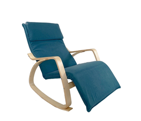 Πολυθρόνα Κουνιστή LUNDRA Μπλε/Φυσικό Ύφασμα/Ξύλο 67x127x91cm