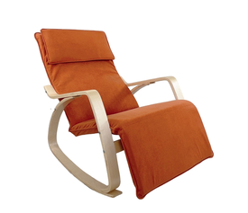 Πολυθρόνα Κουνιστή LUNDRA Πορτοκαλί/Φυσικό Ύφασμα/Ξύλο 67x127x91cm