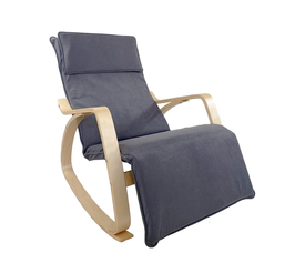 Πολυθρόνα Κουνιστή LUNDRA Γκρι/Φυσικό Ύφασμα/Ξύλο 67x127x91cm