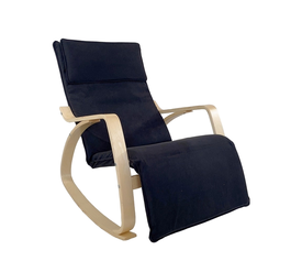 Πολυθρόνα Κουνιστή LUNDRA Μαύρο/Φυσικό Ύφασμα/Ξύλο 67x127x91cm