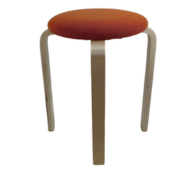 Σκαμπό MILOA Πορτοκαλί/Φυσικό Ύφασμα/Ξύλο 42x42x45cm