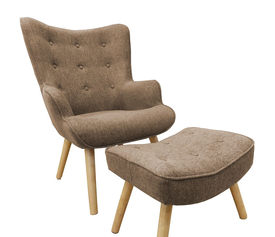 Πολυθρόνα AMARANTHUS Με Υποπόδιο Καφέ/Γκρι 98x70x77cm