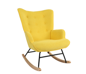 Πολυθρόνα Κουνιστή CANDY CANE Κίτρινο Ύφασμα/Μέταλλο/Ξύλο 91x67x86cm