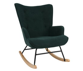 Πολυθρόνα Κουνιστή CANDY CANE Πράσινο Ύφασμα/Μέταλλο/Ξύλο 91x67x86cm