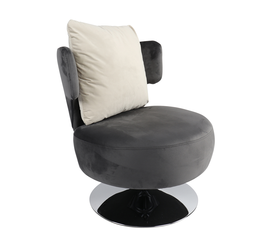 Πολυθρόνα PASSIFLORA Γκρι Σκούρο Ύφασμα/Μέταλλο 76x67x76cm