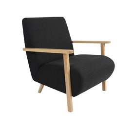 Πολυθρόνα GREVILLEA Μαύρο/Φυσικό Ύφασμα/Ξύλο 82x70.5x85cm