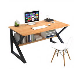 Γραφείο MELANITTA Καφέ/Μαύρο MDF/Μέταλλο 100x48x72cm