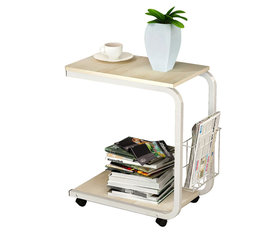 Γραφείο Λάπτοπ Βοηθητικό SOMATERIA Φυσικό/Λευκό MDF/Μέταλλο 51x30x56cm