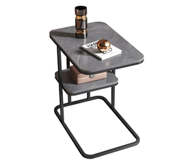 Τραπεζάκι Βοηθητικό ALAZANI Γκρι Με Όψη Μαρμάρου MDF/Μέταλλο 50x30x58cm