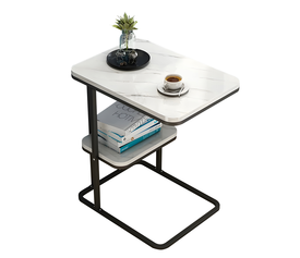 Τραπεζάκι Βοηθητικό ALAZANI Λευκό Με Όψη Μαρμάρου MDF/Μέταλλο 50x30x58cm