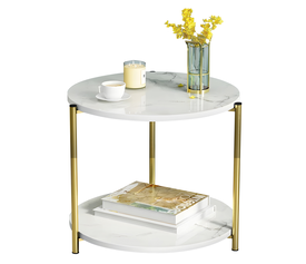 Τραπεζάκι Σαλονιού ALGETI Λευκό Με Όψη Μαρμάρου MDF/Μέταλλο Φ40x43cm