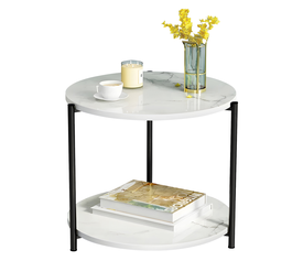 Τραπεζάκι Σαλονιού ALGETI Λευκό Με Όψη Μαρμάρου MDF/Μέταλλο Φ40x43cm