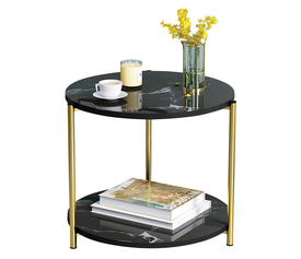 Τραπεζάκι Σαλονιού ALGETI Μαύρο Με Όψη Μαρμάρου MDF/Μέταλλο Φ40x43cm