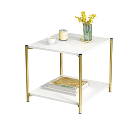 Τραπεζάκι Σαλονιού ARGUN Λευκό Με Όψη Μαρμάρου MDF/Μέταλλο 40x40x43cm