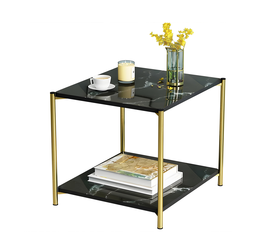 Τραπεζάκι Σαλονιού ARGUN Μαύρο Με Όψη Μαρμάρου MDF/Μέταλλο 40x40x43cm